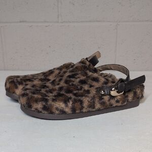 DV Dolce Vita Leopard Print Faux Fur Slingback Clogs Size 9, NWOT
